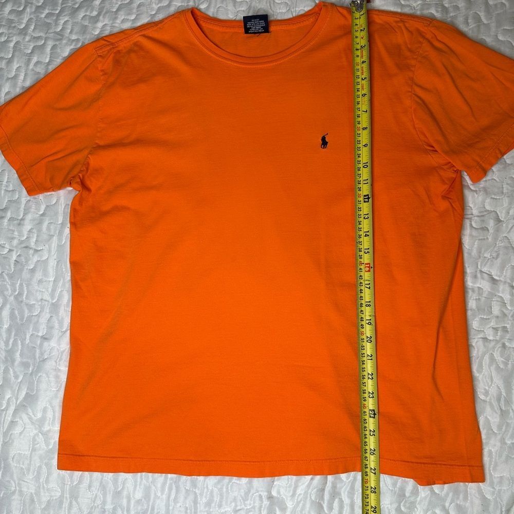 Polo Ralph Lauren Men’s Classic Fit T-Shirt Orange Vintage 100% Cotton Size L - Picture 9 of 9